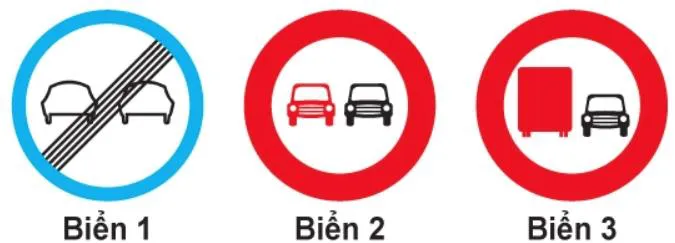 Câu 308: Biển nào cho phép xe ô tô con được vượt?