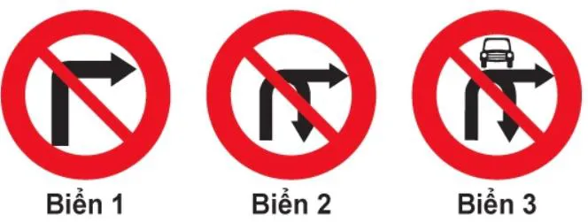 Câu 317: Biển nào cấm các phương tiện rẽ phải?