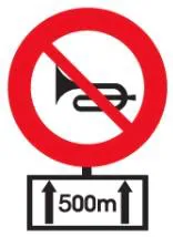 Câu 347: Biển phụ đặt dưới biển cấm bóp còi có ý nghĩa như thế nào?