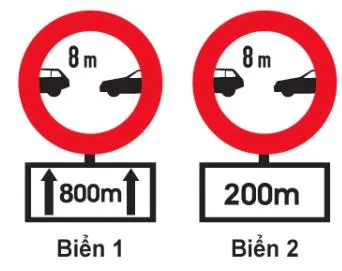 Câu 353: Biển nào báo hiệu khoảng cách thực tế từ nơi đặt biển đến nơi cần cự ly tối thiểu giữa hai xe?