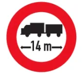 Câu 356: Gặp biển này, xe ô tô sơ mi rơ moóc có chiều dài toàn bộ kể cả xe, moóc và hàng lớn hơn trị số ghi trên biển có được phép đi vào hay không?