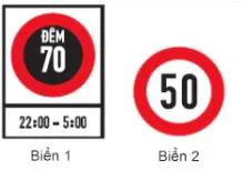 Câu 360: Biển nào là biển Tốc độ tối đa cho phép về ban đêm?