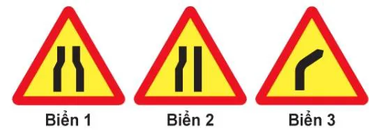Câu 384: Biển nào báo hiệu Đường bị thu hẹp?