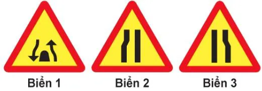 Câu 385: Khi gặp biển nào, người lái xe phải giảm tốc độ, chú ý xe đi ngược chiều, xe đi ở phía đường bị hẹp phải nhường đường cho xe đi ngược chiều?
