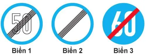 Câu 436: Hiệu lực của biển Tốc độ tối đa cho phép hết tác dụng khi gặp biển nào dưới đây?
