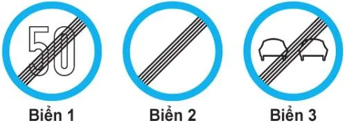 Câu 438: Biển nào dưới đây báo hiệu hết cấm vượt?