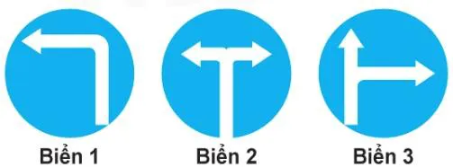 Câu 442: Khi đến chỗ giao nhau, gặp biển nào thì người lái xe không được cho xe đi thẳng, phải rẽ sang hướng khác?