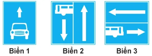 Câu 448: Biển nào báo hiệu Rẽ ra đường có làn đường dành cho ô tô khách?