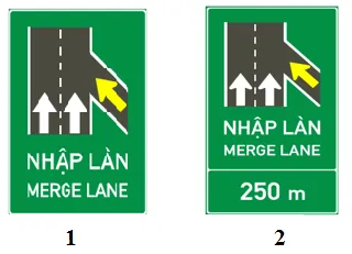 Câu 466: Biển nào chỉ dẫn nhập làn xe?