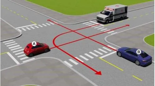 Câu 493: Thứ tự các xe đi như thế nào là đúng quy tắc giao thông?