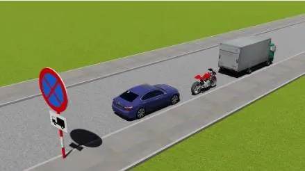 Câu 505: Trong trường hợp này xe nào đỗ vi phạm quy tắc giao thông?