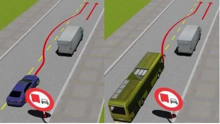 Câu 513: Xe nào vượt đúng quy tắc giao thông?