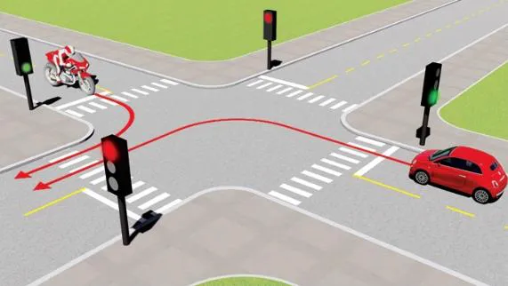 Câu 517: Xe nào được quyền đi trước trong trường hợp này?