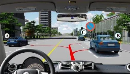 Câu 557: Người lái xe dừng tại vị trí nào là đúng quy tắc giao thông?