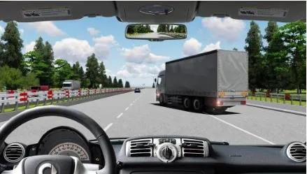 Câu 581: Xe tải phía trước có tín hiệu xin chuyển làn đường, bạn xử lý như thế nào trong trường hợp này?