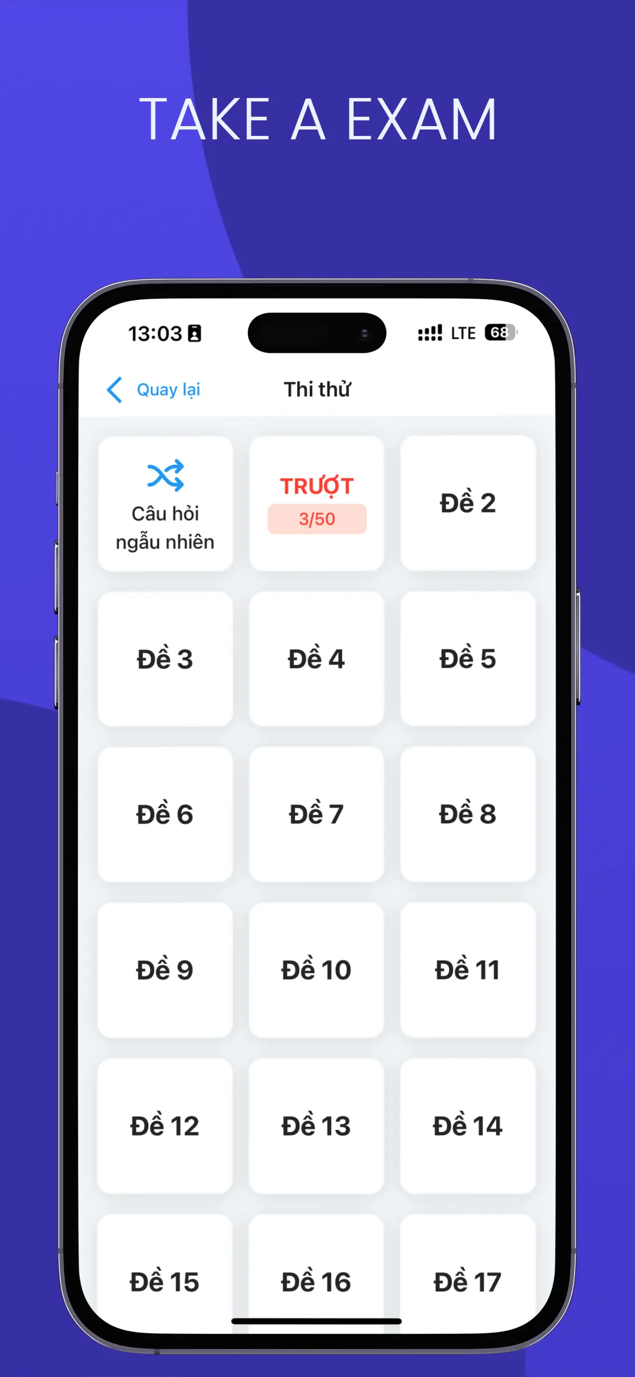 Màn hình luyện tập tình huống giao thông